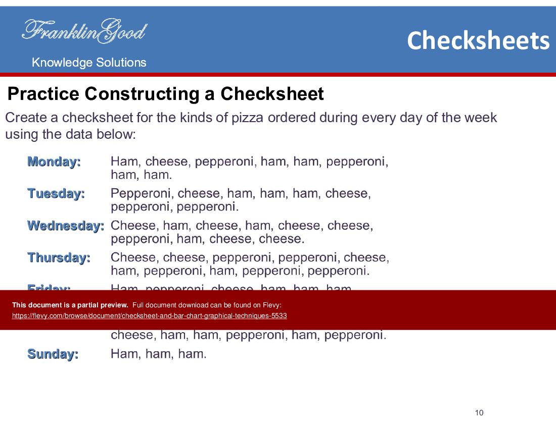 This is a partial preview of Check Sheet and Bar Chart Graphical Analysis Techniques (18-slide PowerPoint presentation (PPTX)). Full document is 18 slides. 