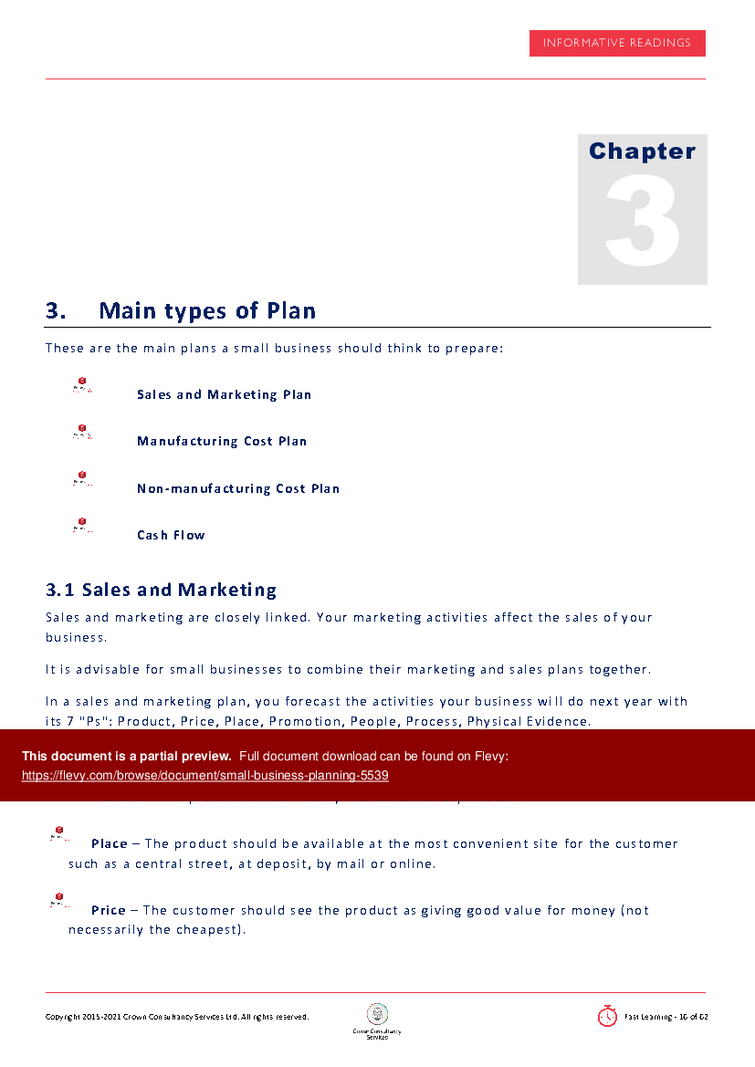 Small Business Planning (62-page PDF document) Preview Image