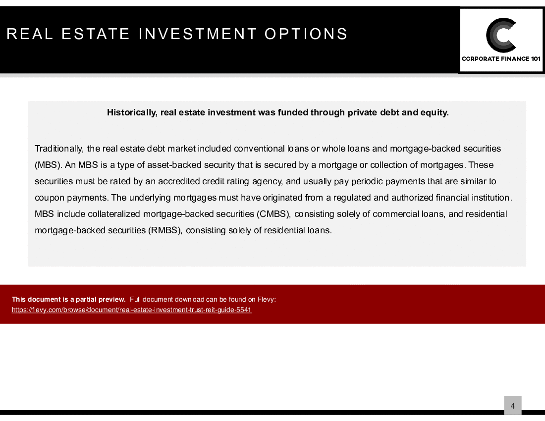 Real Estate Investment Trust (REIT) Guide (11-slide PPT PowerPoint presentation (PPTX)) Preview Image