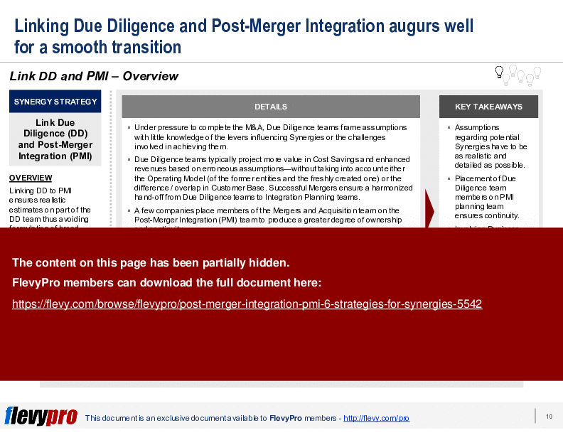 Post-Merger Integration (PMI): 6 Strategies for Synergies (25-slide PPT PowerPoint presentation (PPTX)) Preview Image