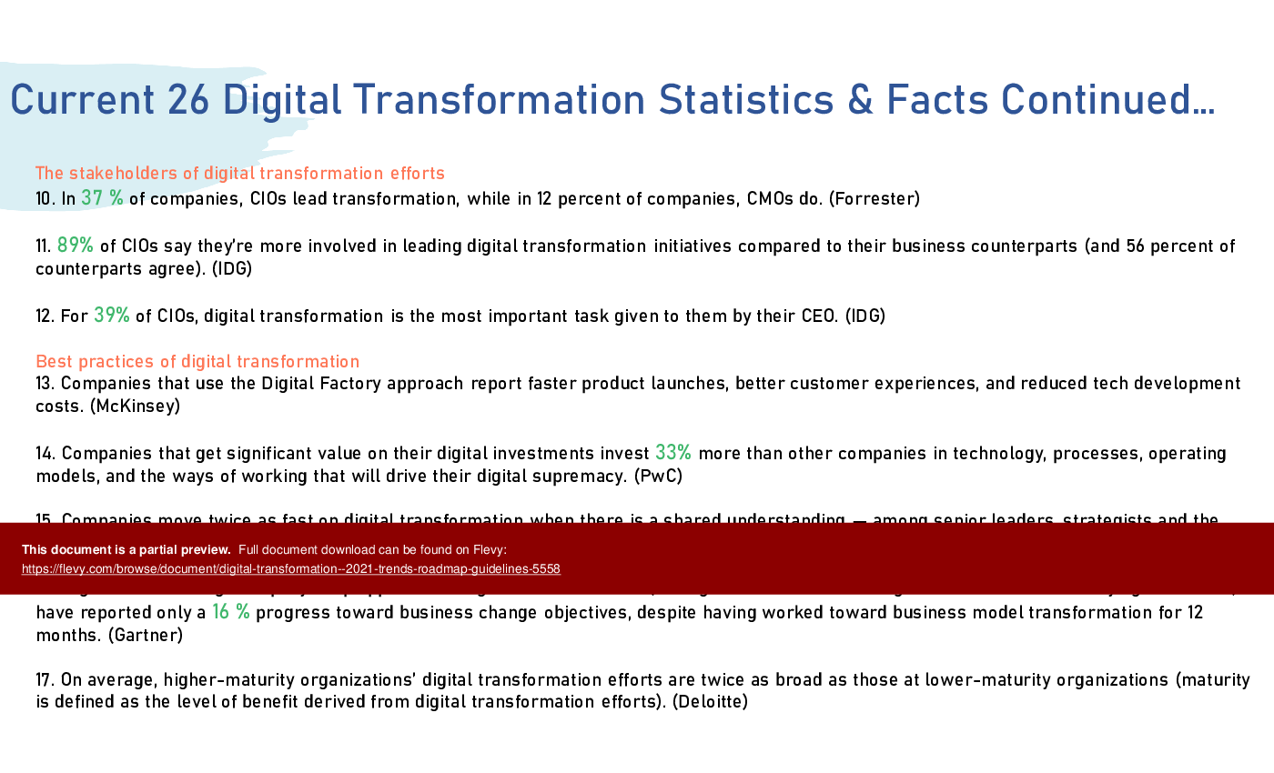 Digital Transformation - 2021 Trends, Roadmap, Guidelines (62-slide PowerPoint presentation (PPTX)) Preview Image