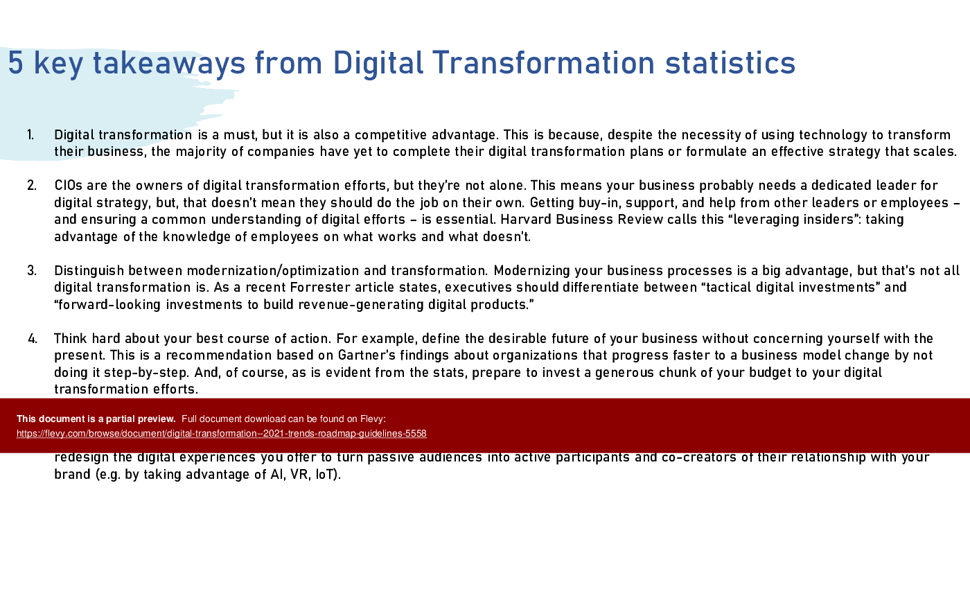This is a partial preview of Digital Transformation - 2021 Trends, Roadmap, Guidelines (62-slide PowerPoint presentation (PPTX)). Full document is 62 slides. 