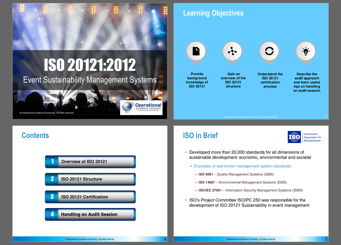 ISO 20121:2012 (Event Sustainability) Awareness Training (63-slide PPT PowerPoint presentation (PPTX)) Preview Image