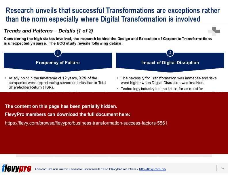 This is a partial preview of Business Transformation Success Factors (26-slide PowerPoint presentation (PPTX)). Full document is 26 slides. 