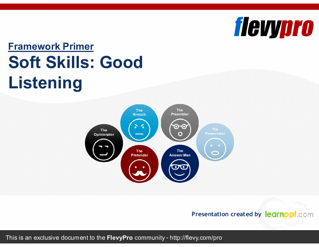 Soft Skills: Good Listening (30-slide PPT PowerPoint presentation (PPTX)) Preview Image