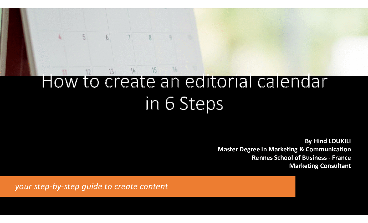 Editorial Calendar - Content Strategy