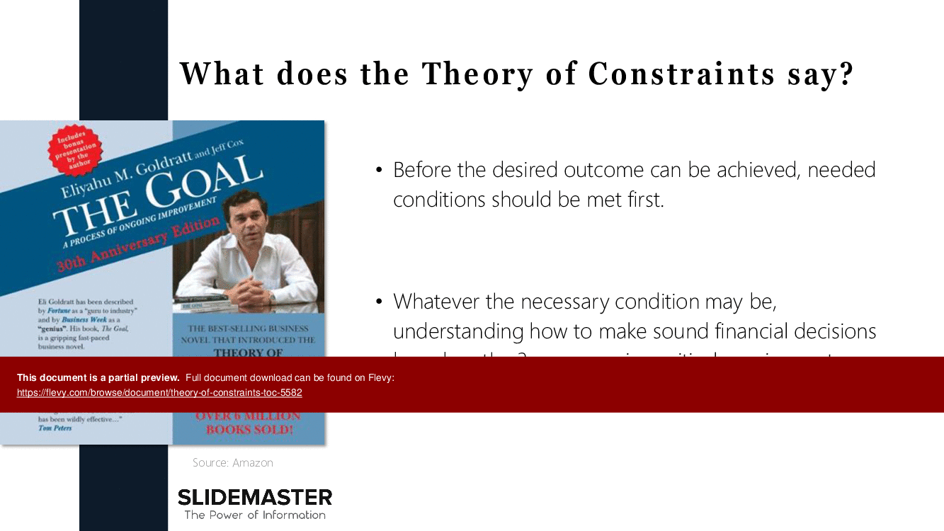 This is a partial preview of Theory of Constraints (TOC) (26-slide PowerPoint presentation (PPTX)). Full document is 26 slides. 