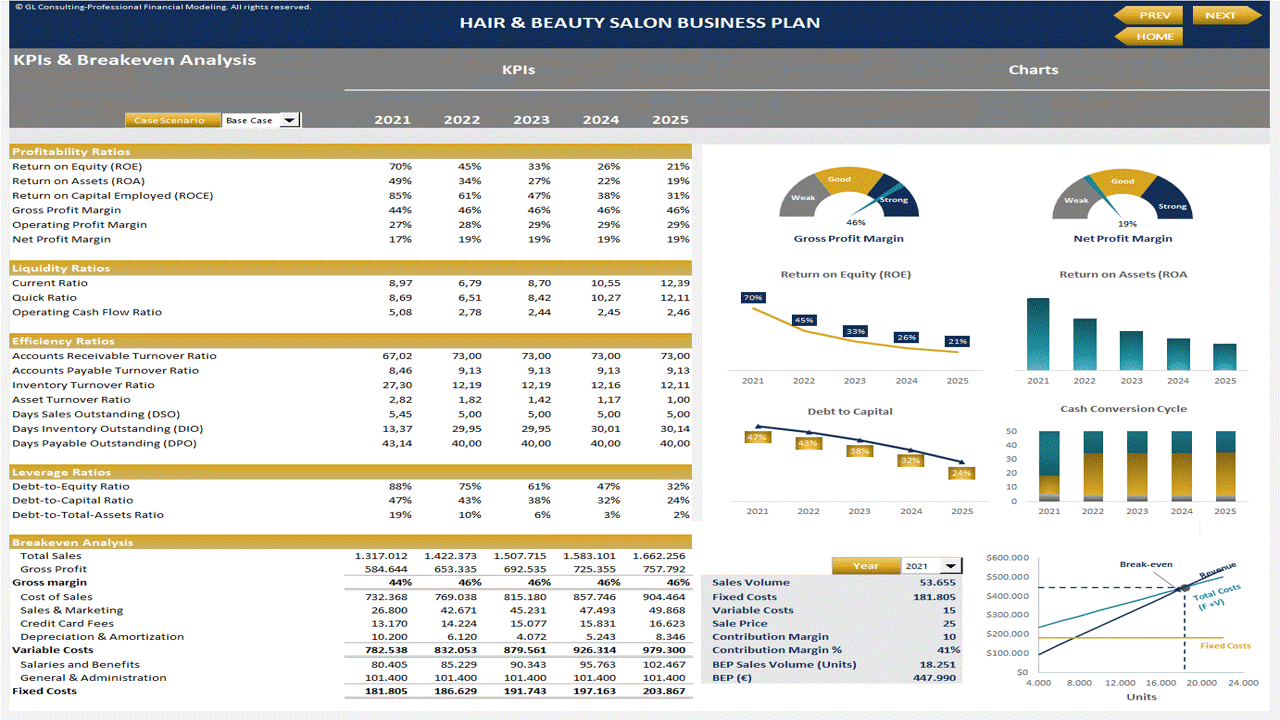 Hair & Beauty Salon Business Plan - 5-Year Financial Projection (Excel template (XLSX)) Preview Image