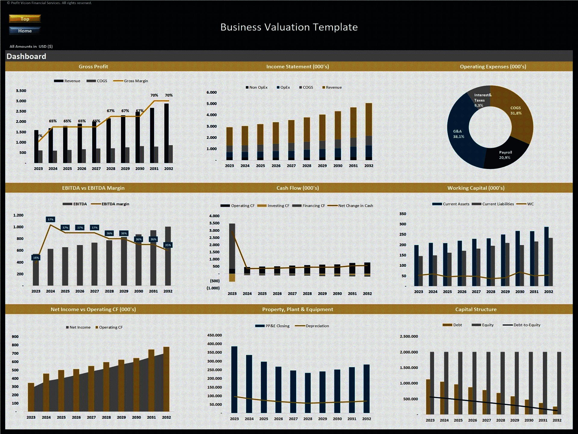 Discounted Cash Flow (DCF) - Business Valuation Model (Excel template (XLSX)) Preview Image