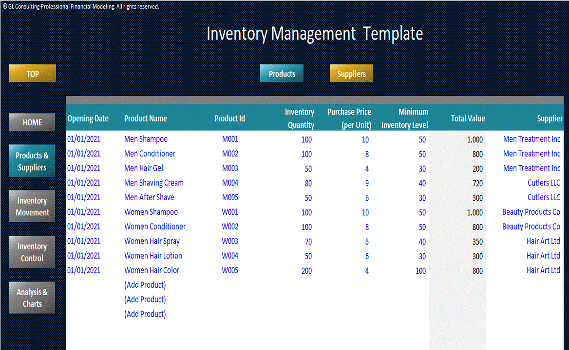 Inventory Management Template (Excel workbook (XLSX)) Preview Image