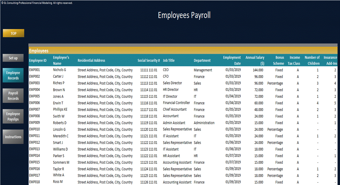 Payroll Calculator for Small Business (Excel workbook (XLSX)) Preview Image