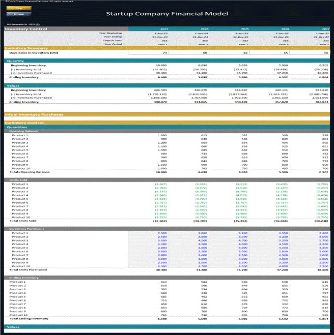 Startup Company Financial Model - 5 Year Financial Forecast (Excel workbook (XLSX)) Preview Image