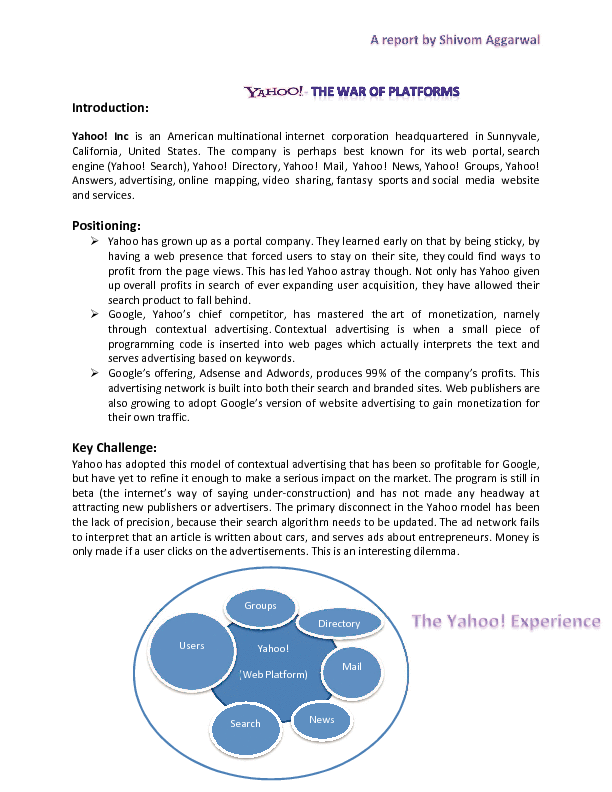 This is a partial preview of Strategic Analysis of Yahoo as a Platform (4-page PDF document). Full document is 4 pages. 