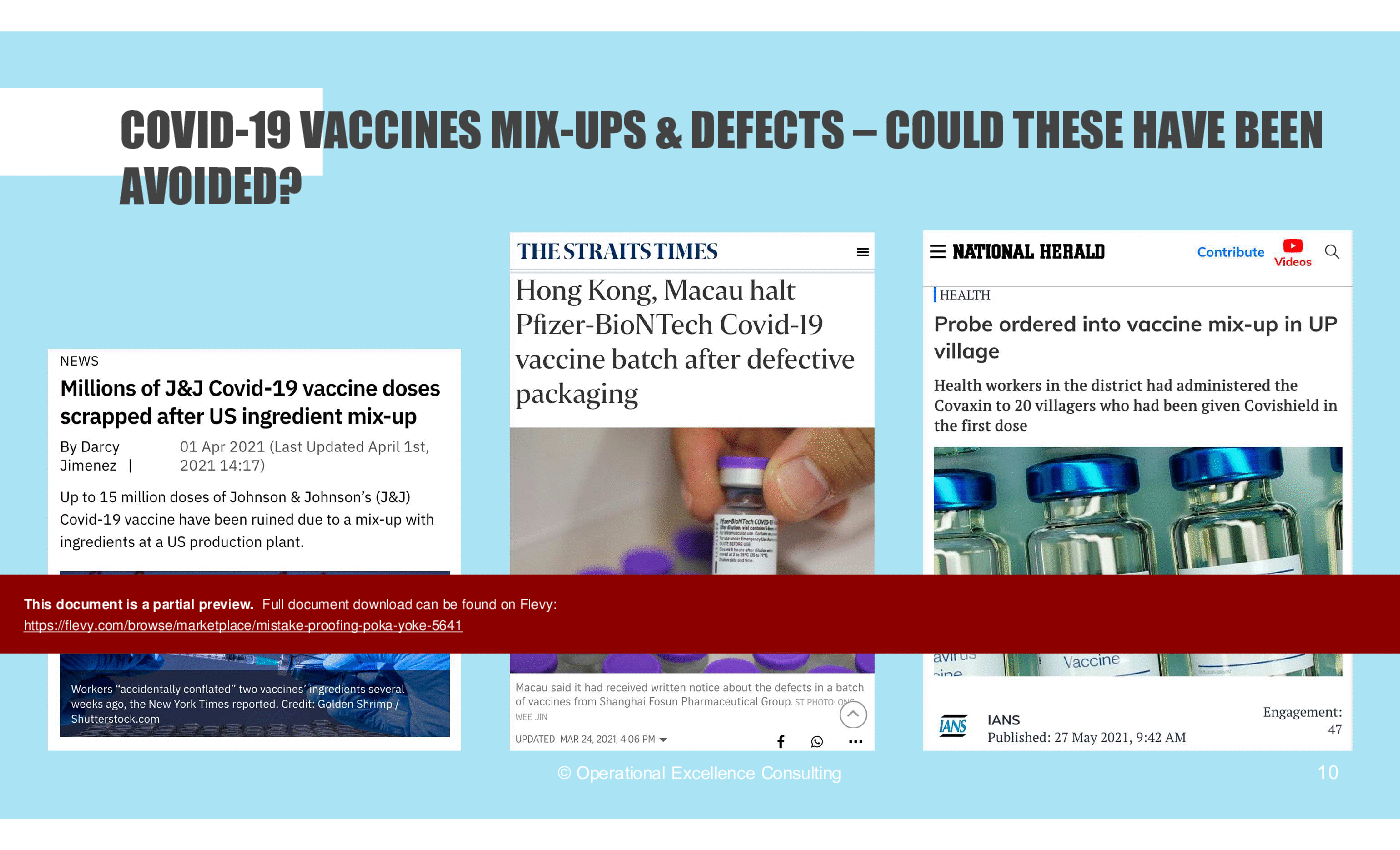 This is a partial preview of Mistake-Proofing (Poka-Yoke) (121-slide PowerPoint presentation (PPTX)). Full document is 121 slides. 