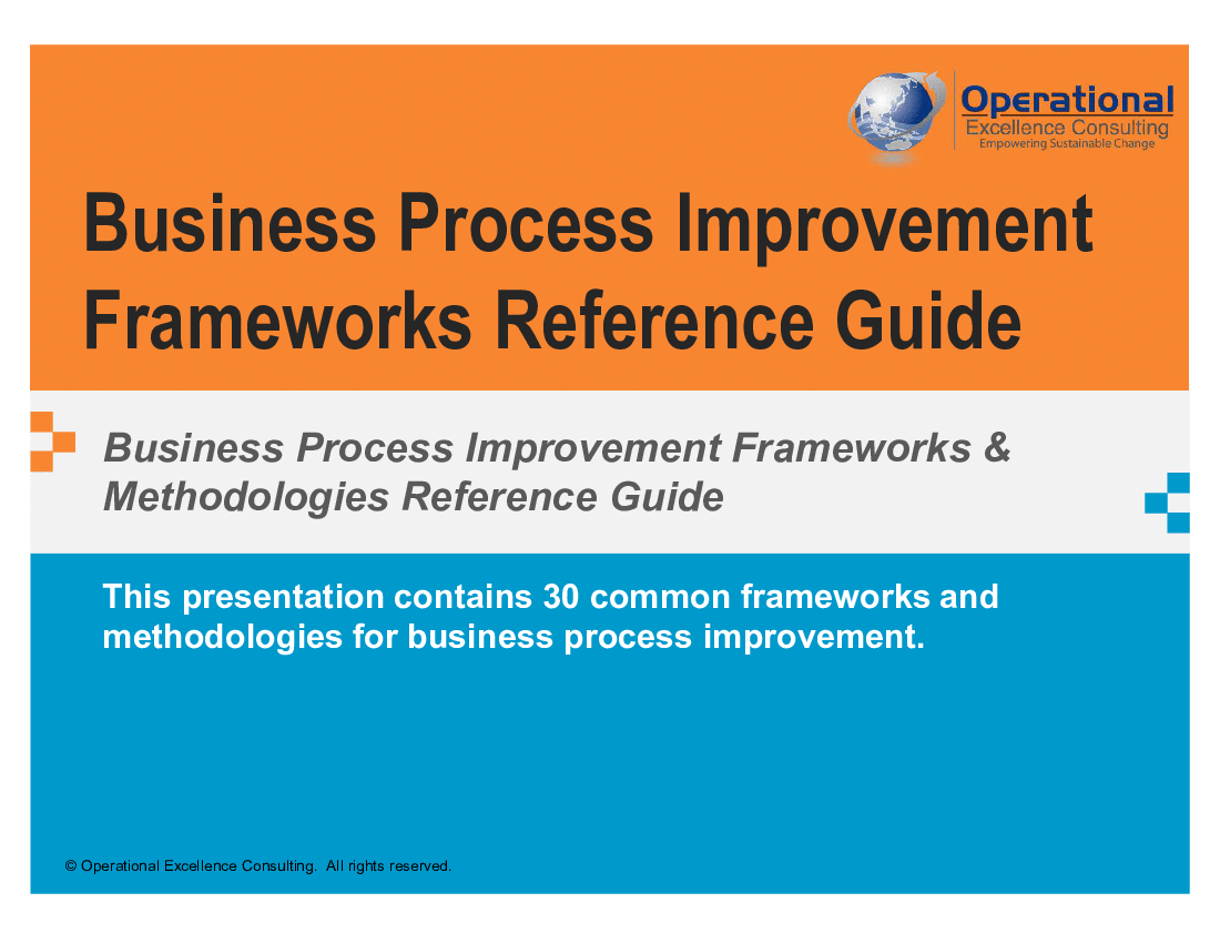 Business Process Improvement Frameworks Reference Guide