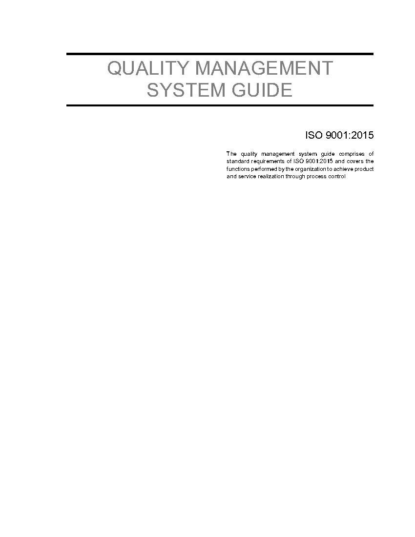 ISO 9001:2015 Quality Management System Guide (33-page Word document) Preview Image
