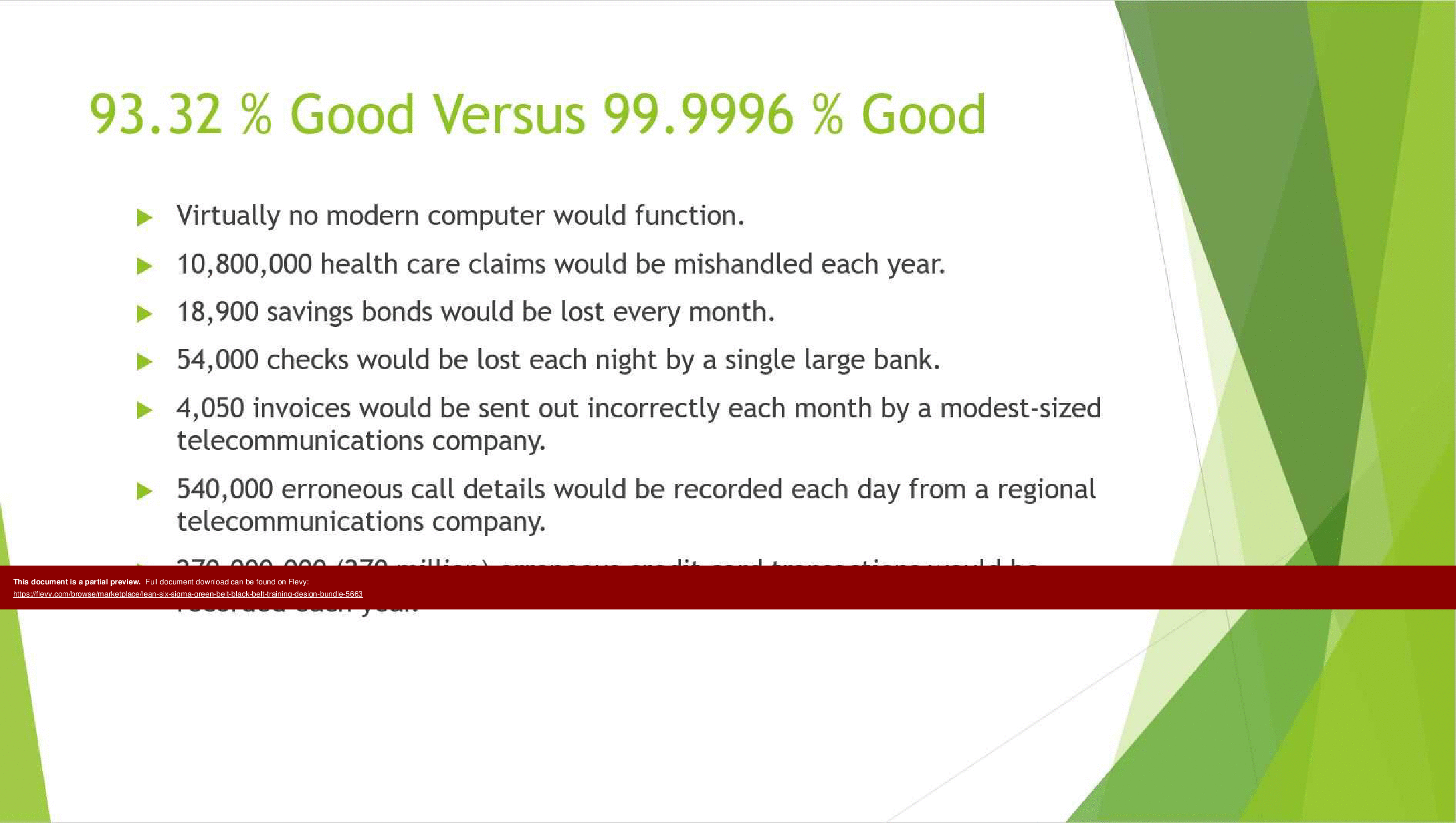 This is a partial preview of Lean Six Sigma GB/BB Training 1600+ Slides, 74 Minitab Files (1630-page PDF document). Full document is 1630 pages. 