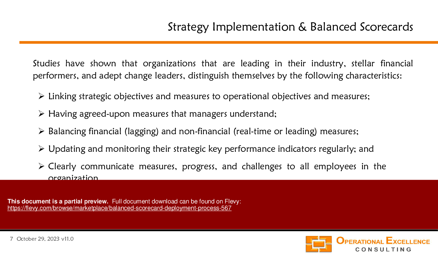 Balanced Scorecard Deployment Process (95-slide PowerPoint presentation (PPTX)) Preview Image