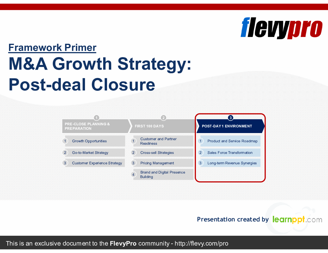 This is a partial preview of M&A Growth Strategy: Post-deal Closure (24-slide PowerPoint presentation (PPTX)). Full document is 24 slides. 