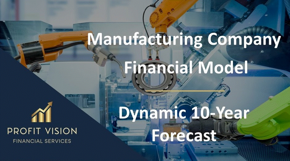 This is a partial preview of Manufacturing Company Financial Model - Dynamic 10 Year Forecast (Excel workbook (XLSX)). 