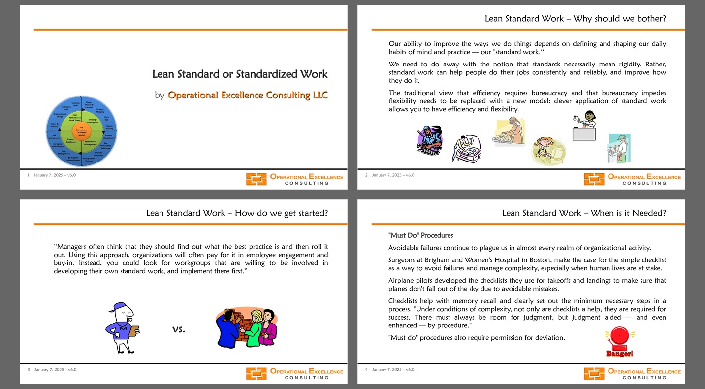 Lean - Standard or Standardized Work (113-slide PPT PowerPoint presentation (PPTX)) Preview Image