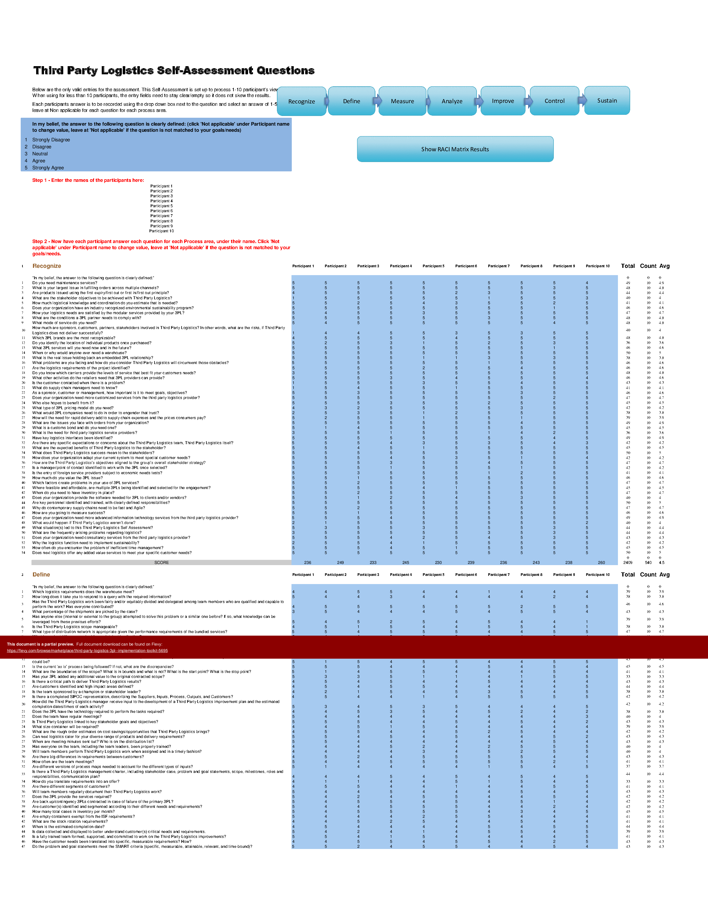 Third Party Logistics (3PL) - Implementation Toolkit (Excel template (XLSX)) Preview Image