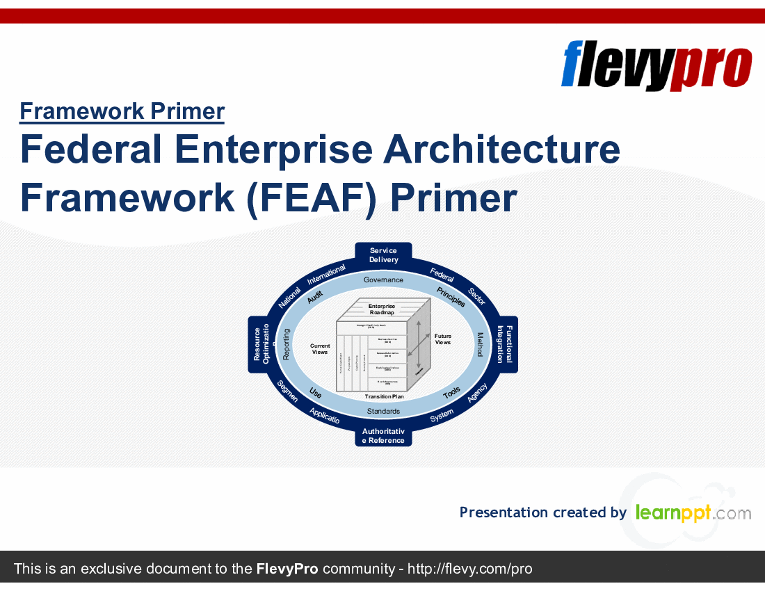 This is a partial preview of Federal Enterprise Architecture Framework (FEAF) Primer (27-slide PowerPoint presentation (PPTX)). Full document is 27 slides. 