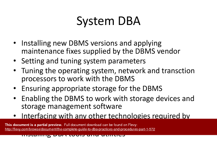 The Complete Guide to DBA Practices & Procedures - Part 1 (50-slide PPT PowerPoint presentation (PPTX)) Preview Image