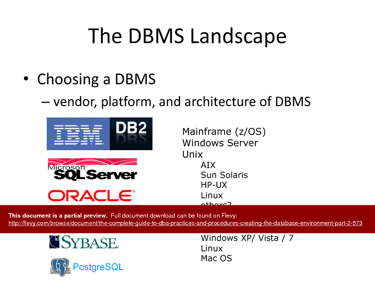 The Complete Guide to DBA Practices & Procedures - Creating the Database Environment - Part 2 (28-slide PPT PowerPoint presentation (PPTX)) Preview Image