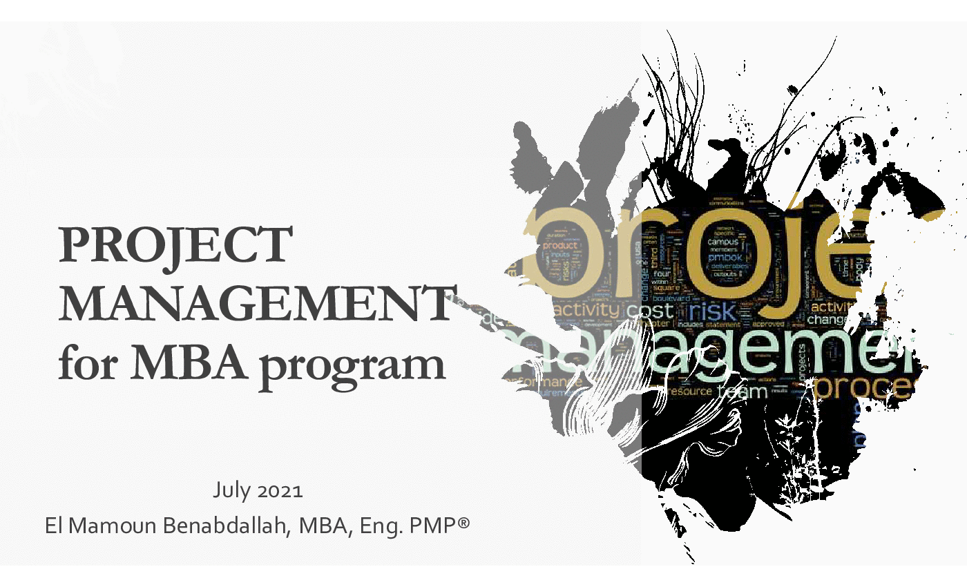 Project Management for MBA