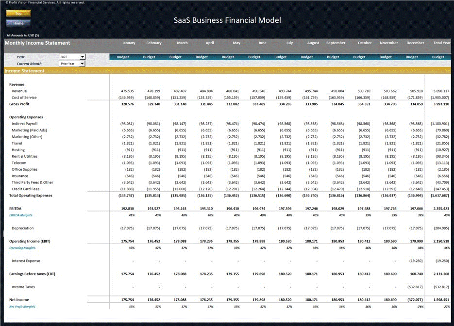 SaaS Startup Financial Model - Enterprise and User (Excel workbook (XLSX)) Preview Image