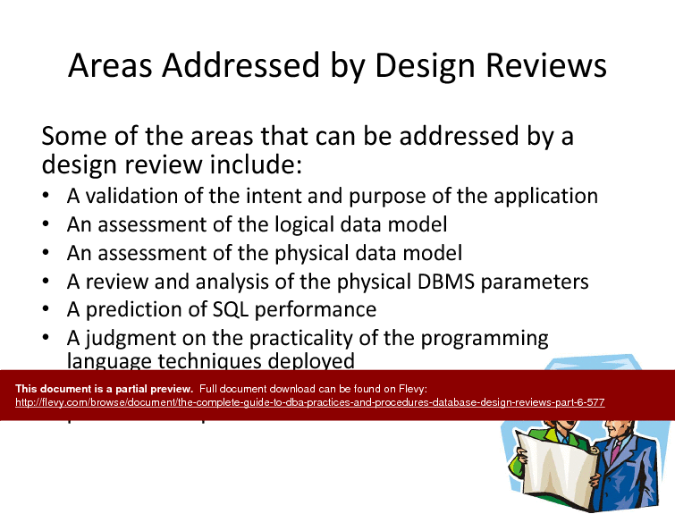 This is a partial preview of The Complete Guide to DBA Practices & Procedures - Database Design Reviews - Part 6 (32-slide PowerPoint presentation (PPTX)). Full document is 32 slides. 