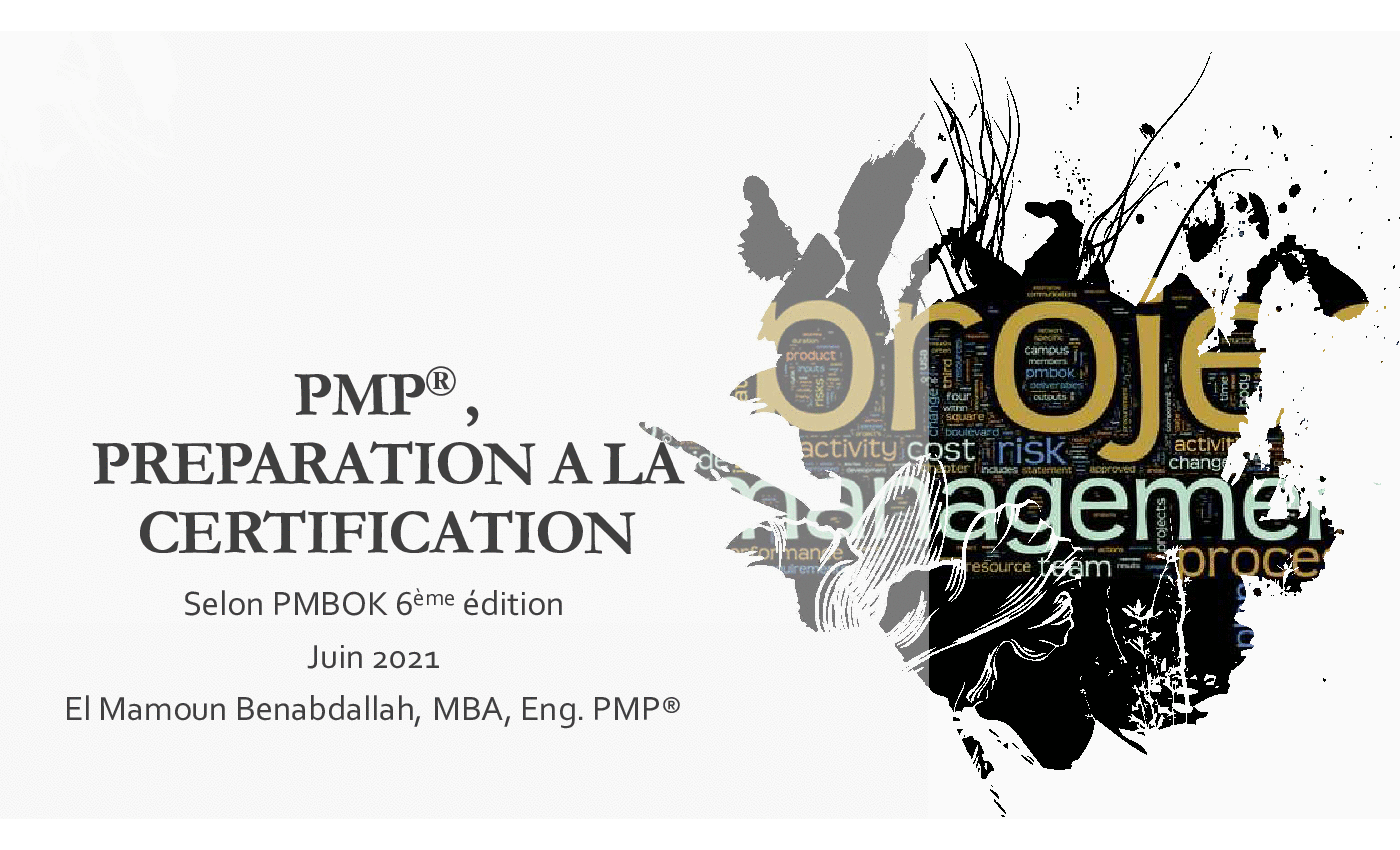 PMP Preparation a la Certification Selon PMBOK6