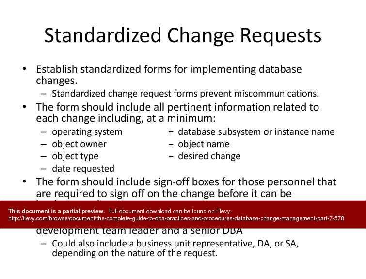 The Complete Guide to DBA Practices & Procedures - Database Change Management - Part 7 (30-slide PPT PowerPoint presentation (PPTX)) Preview Image