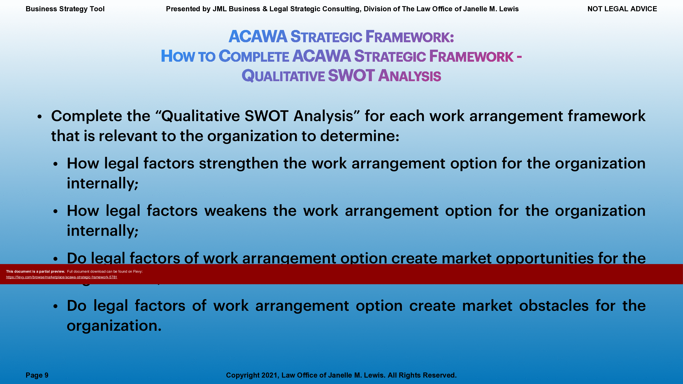 This is a partial preview of ACAWA Strategic Framework (18-page PDF document). Full document is 18 pages. 