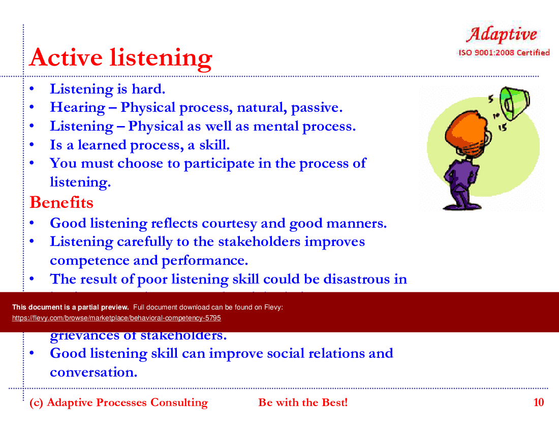 Behavioral Competency (13-slide PowerPoint presentation (PPTX)) Preview Image