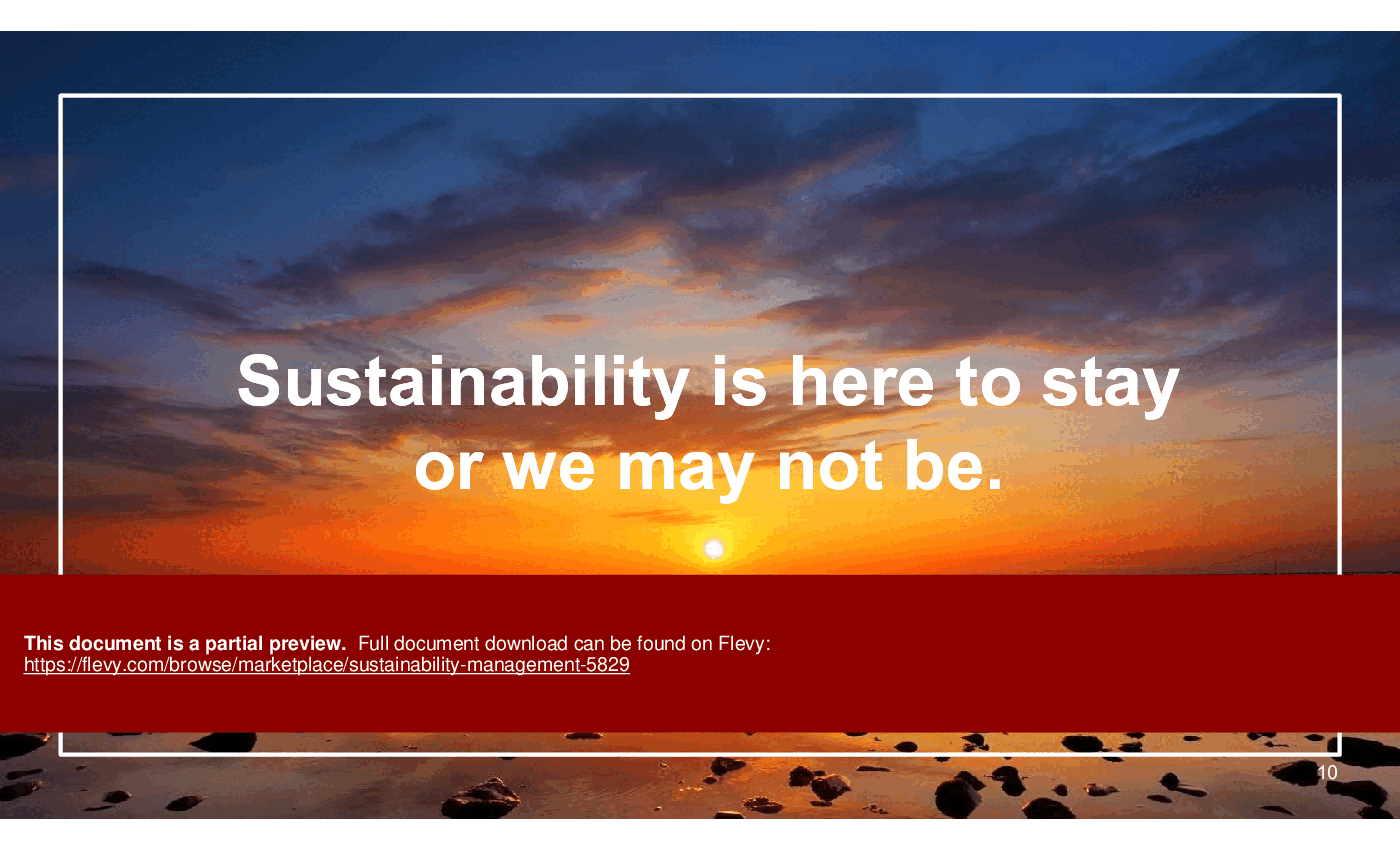 This is a partial preview of Sustainability Management (103-slide PowerPoint presentation (PPTX)). Full document is 103 slides. 
