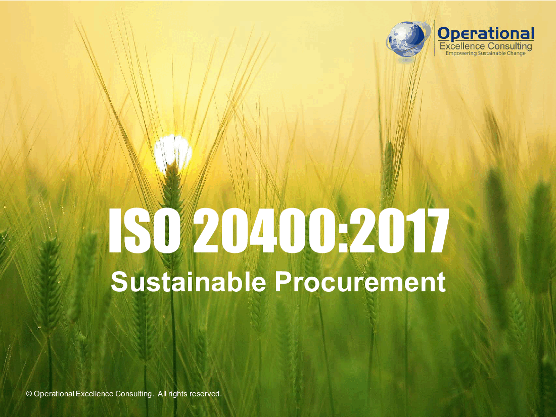 ISO 20400:2017 (Sustainable Procurement) Awareness Training