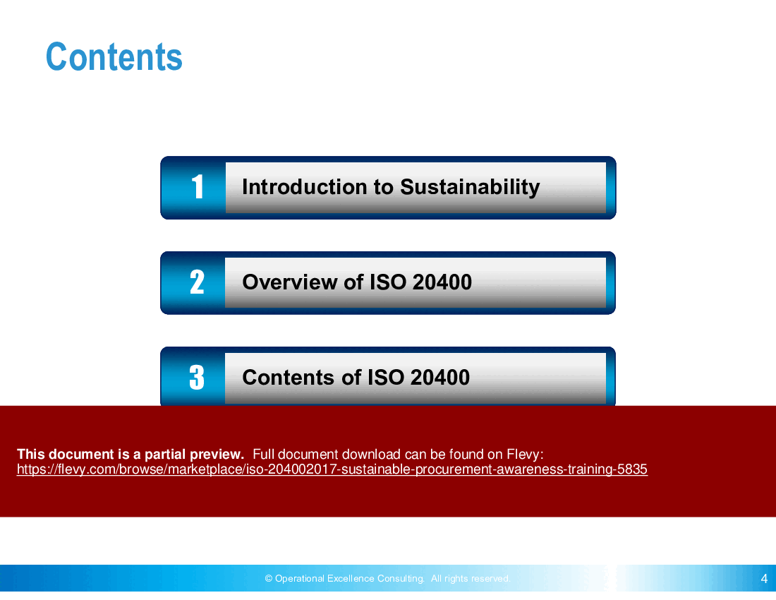 This is a partial preview of ISO 20400:2017 (Sustainable Procurement) Awareness Training (65-slide PowerPoint presentation (PPTX)). Full document is 65 slides. 