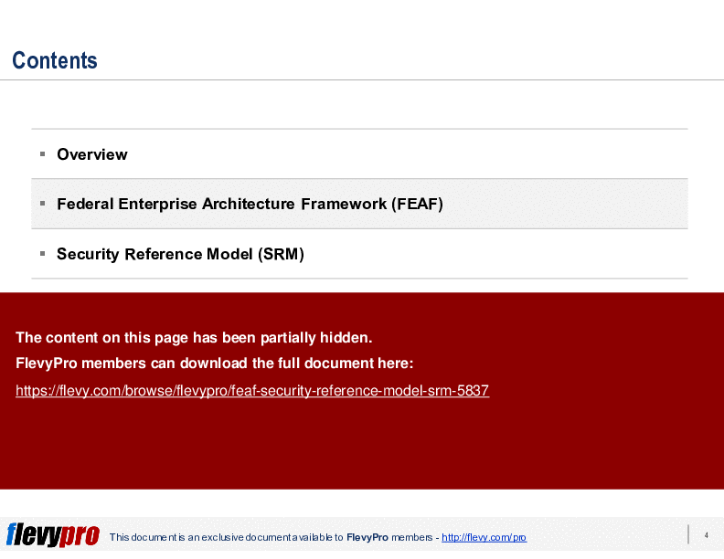 FEAF: Security Reference Model (SRM) (38-slide PowerPoint presentation (PPTX)) Preview Image