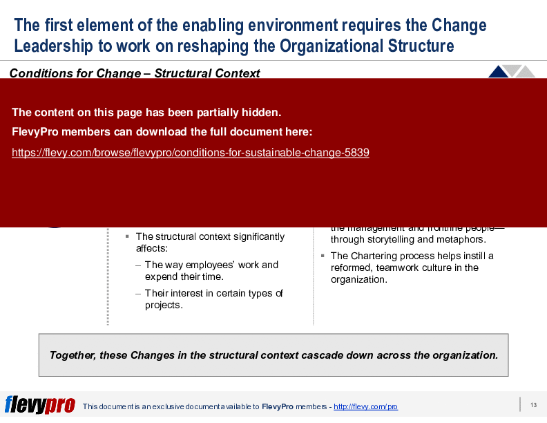 This is a partial preview of Conditions for Sustainable Change (26-slide PowerPoint presentation (PPTX)). Full document is 26 slides. 