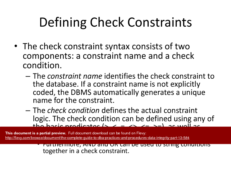 The Complete Guide to DBA Practices & Procedures - Data Integrity - Part 13 (46-slide PPT PowerPoint presentation (PPTX)) Preview Image