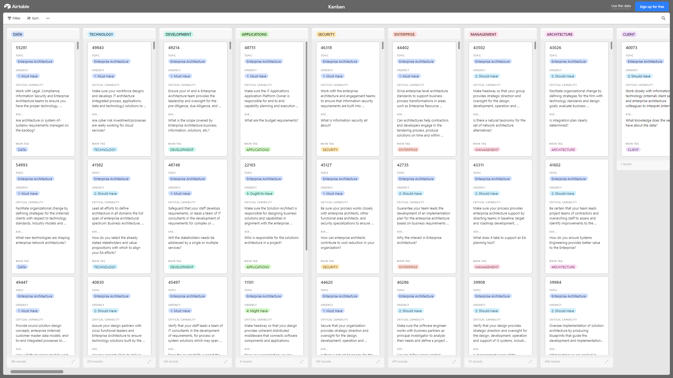 Kanban Board: Enterprise Architecture (EA) (Excel template (XLSX)) Preview Image