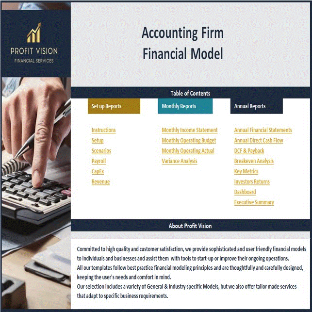 This is a partial preview of Accounting Firm Financial Model - Dynamic 10 Year Forecast (Excel workbook (XLSX)). 