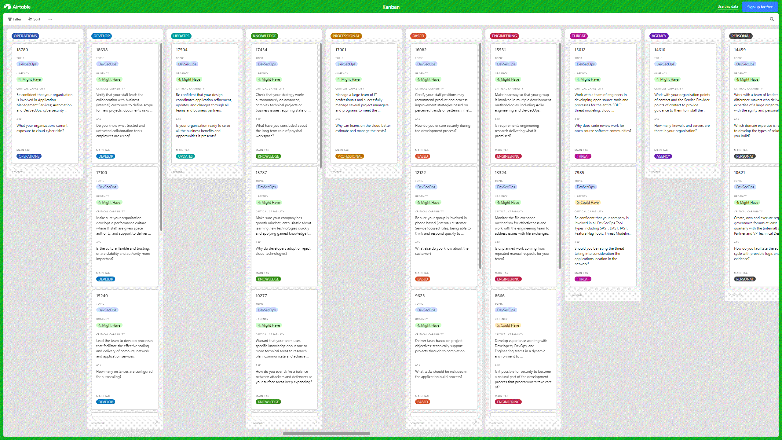 Kanban Board: DevSecOps (Excel template (XLSX)) Preview Image