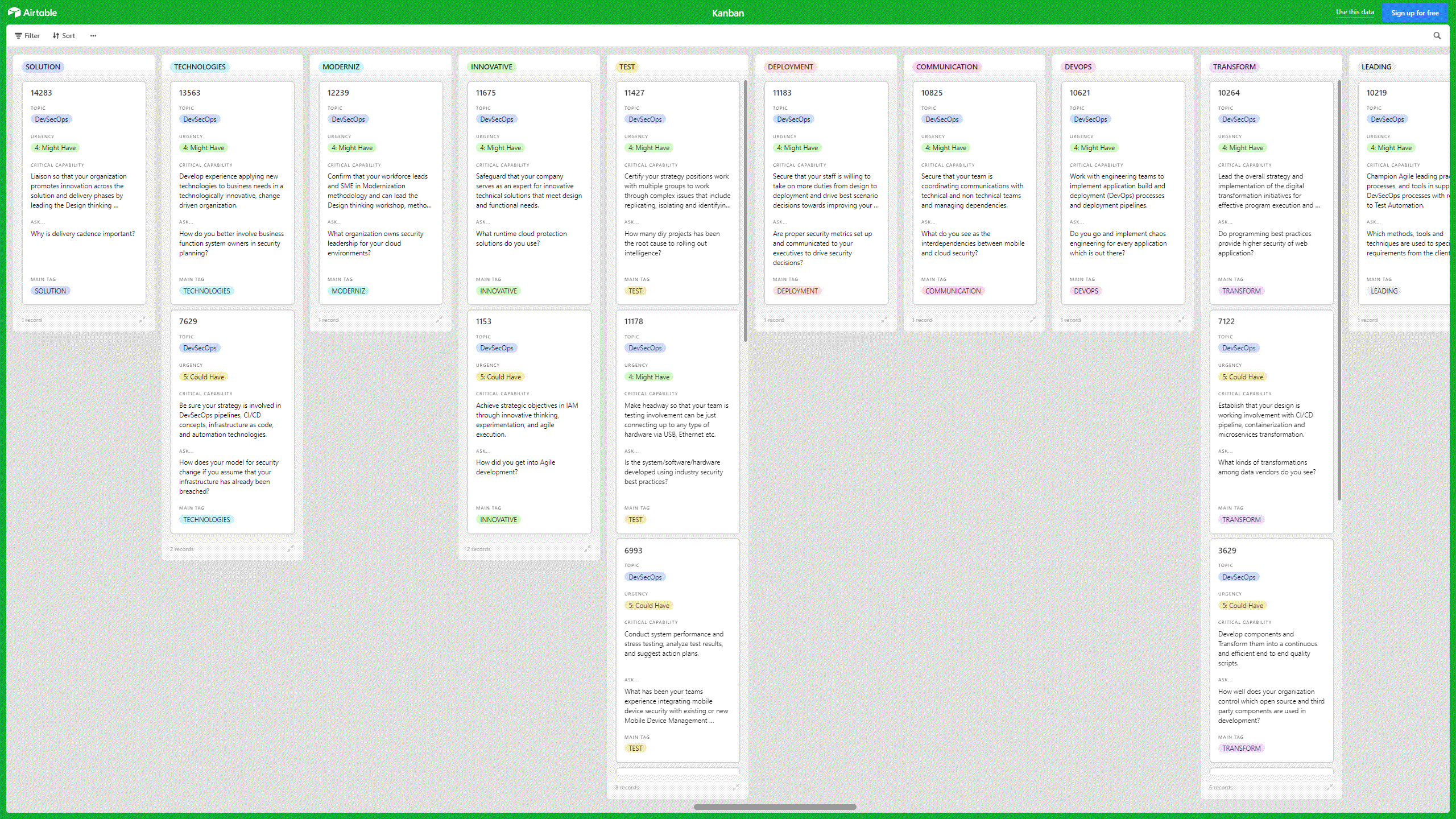 This is a partial preview of Kanban Board: DevSecOps (Excel workbook (XLSX)). 