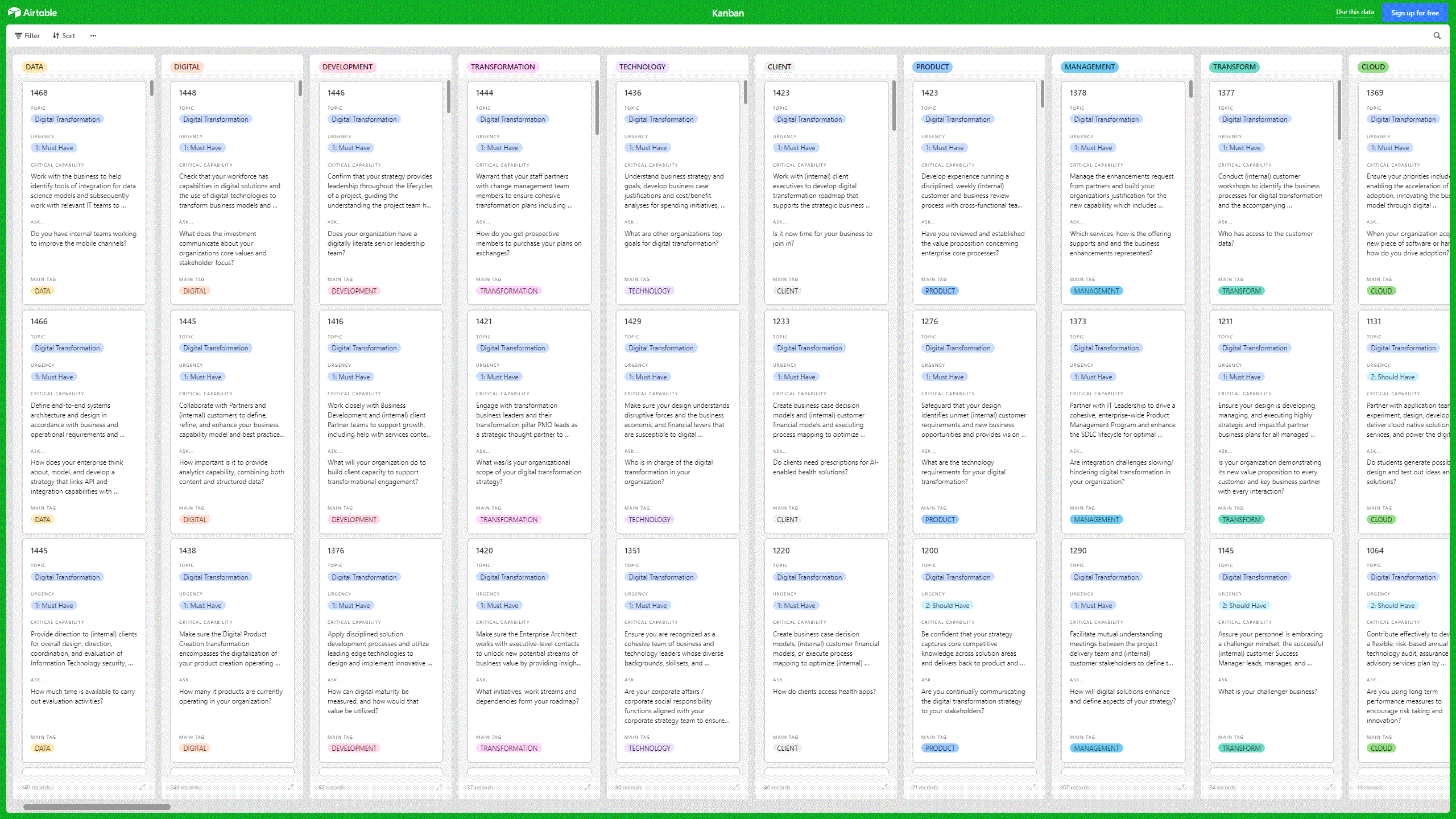 Kanban Board: Digital Transformation (Excel template (XLSX)) Preview Image