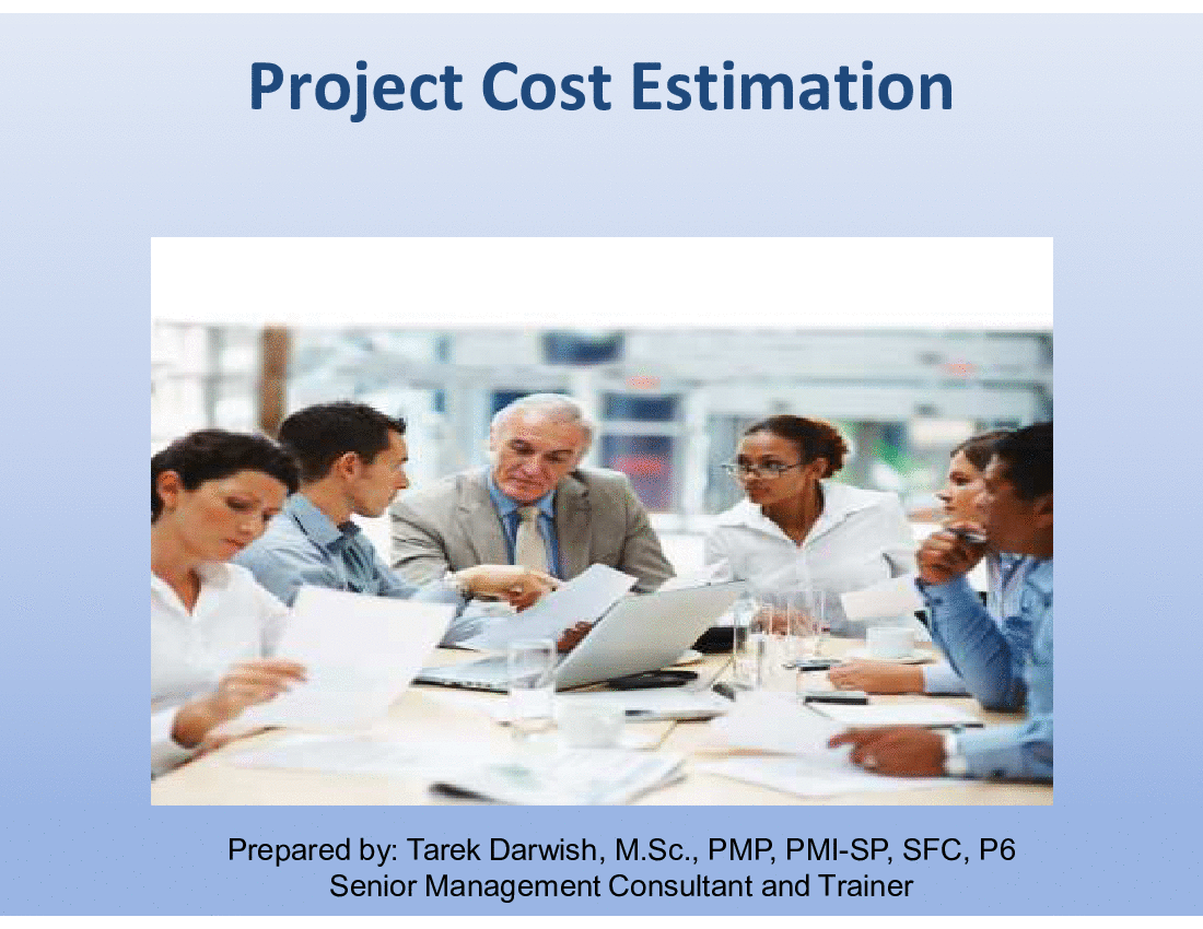 This is a partial preview of Project Cost Estimation and Control. Full document is 61 slides. 