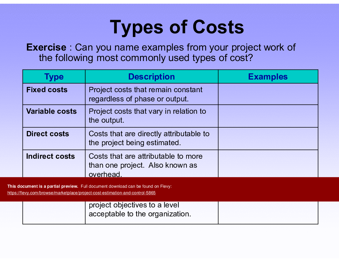 Project Cost Estimation and Control (61-slide PPT PowerPoint presentation (PPTX)) Preview Image