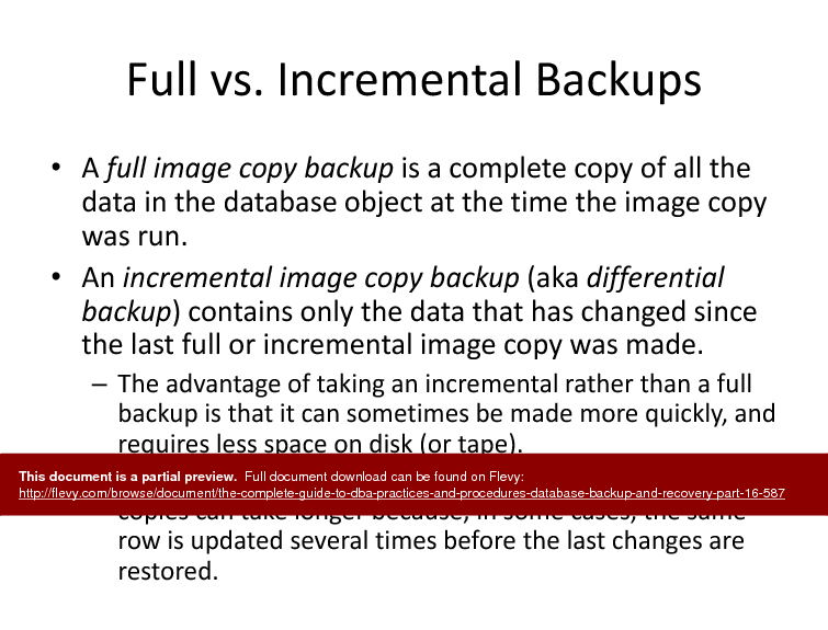 The Complete Guide to DBA Practices & Procedures - Database Backup & Recovery - Part 16 (50-slide PPT PowerPoint presentation (PPTX)) Preview Image